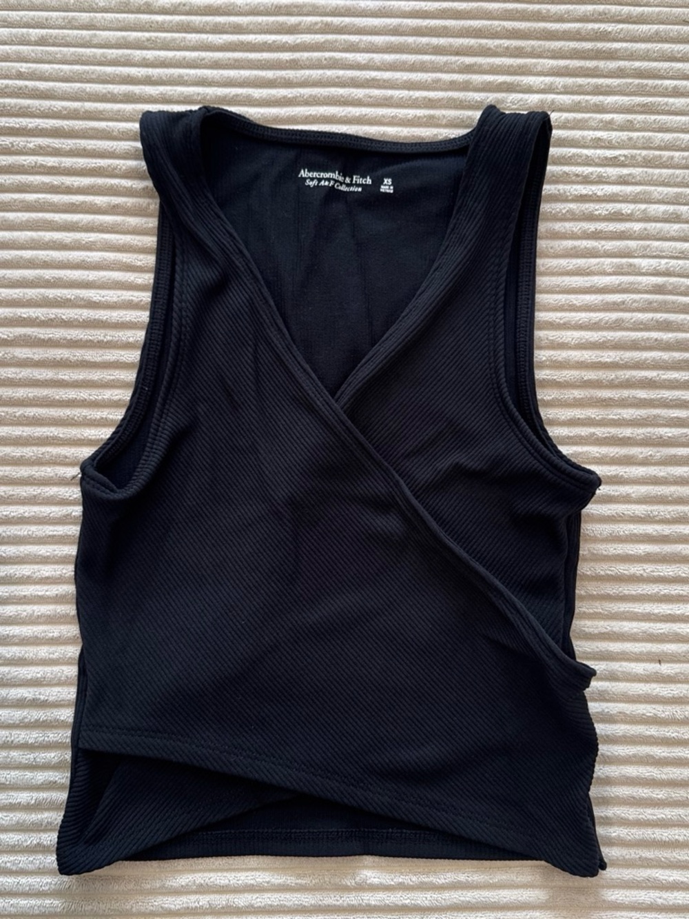 Abercrombie & Fitch Black Ribbed Wrap-Front Tank
